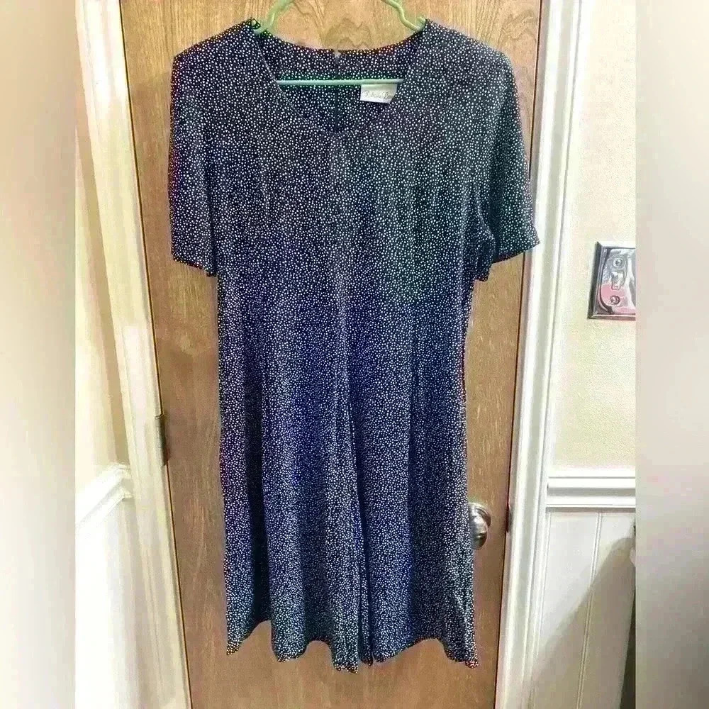 Penbrooke Lane Vintage Navy Blue and White Polka Dot Heart Romper Rare Find